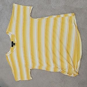 Yellow Striped Side Knot Shirt Rain Large